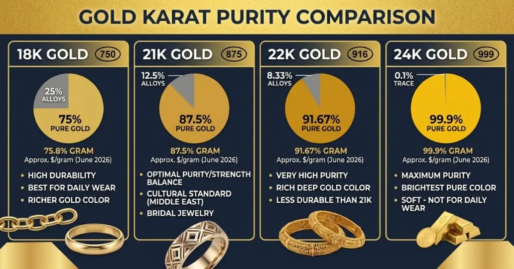 Gold karat purity chart