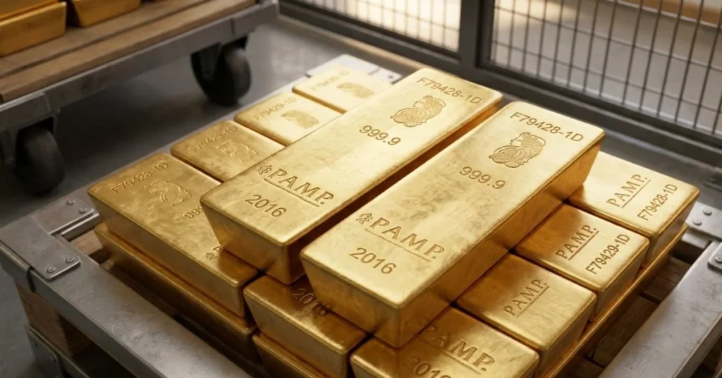 Stacked PAMP gold bars