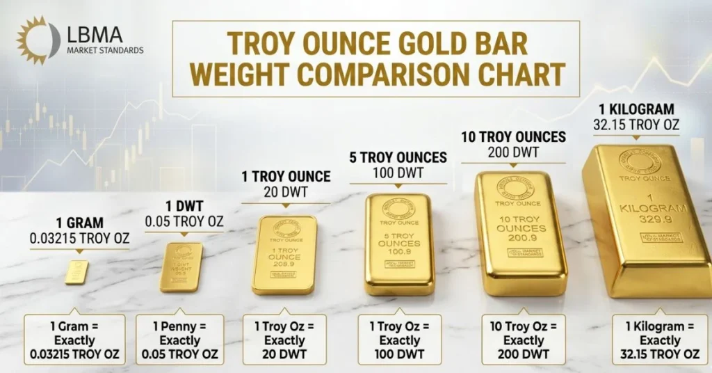 Gold bar weight chart