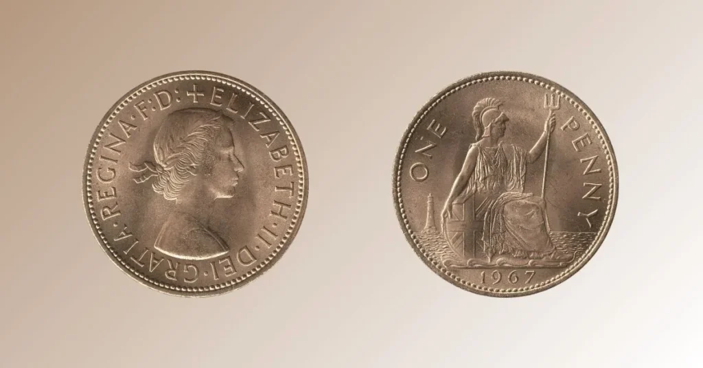 Vintage British penny coins