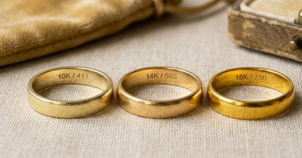 gold karat comparison rings