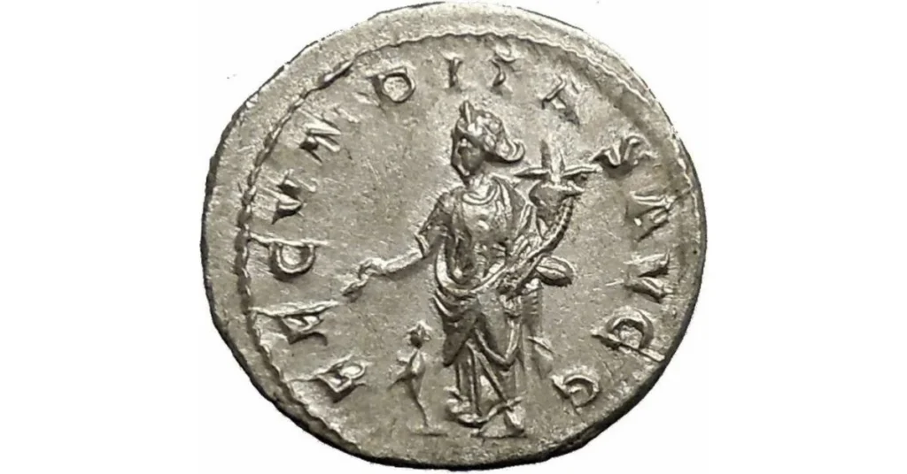 Historical silver currency denarius
