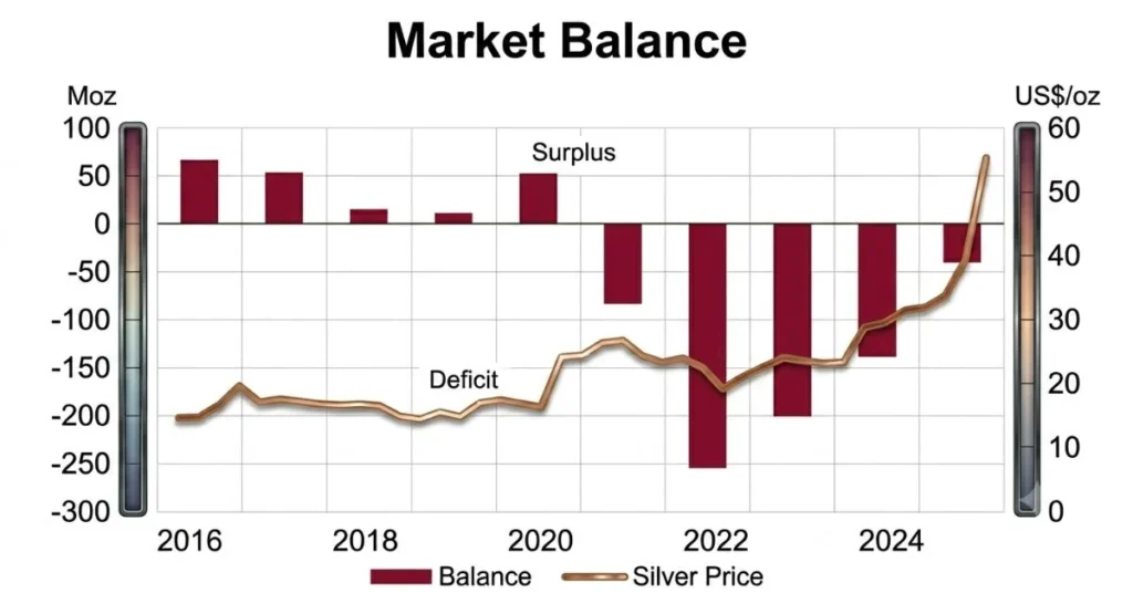 Silver market supply deficit