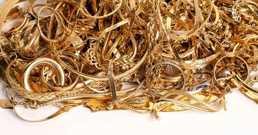 Scrap gold jewelry pile