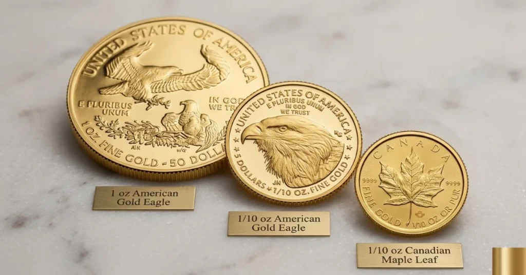 Fractional gold coin sizes