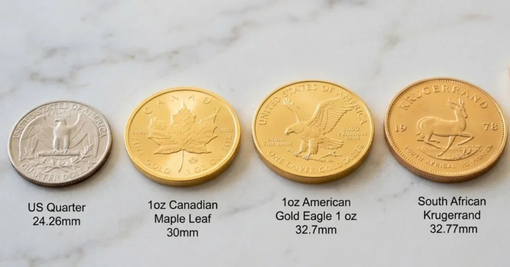 size of 1 ounce of gold